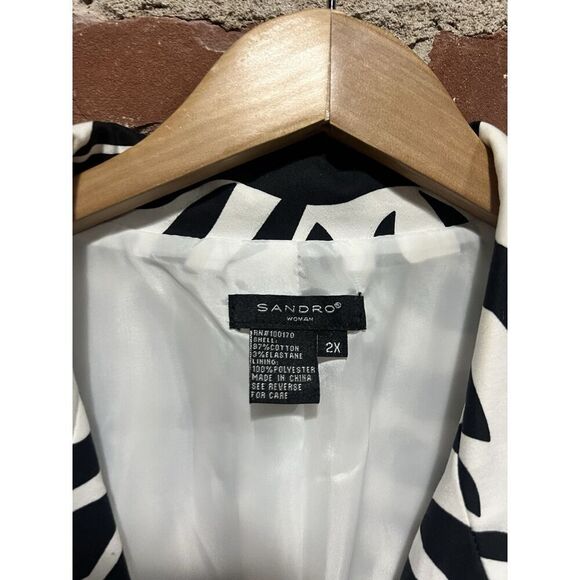 Sandro Woman Black White Blazer Jacket Plus Size 2X - Picture 3 of 3